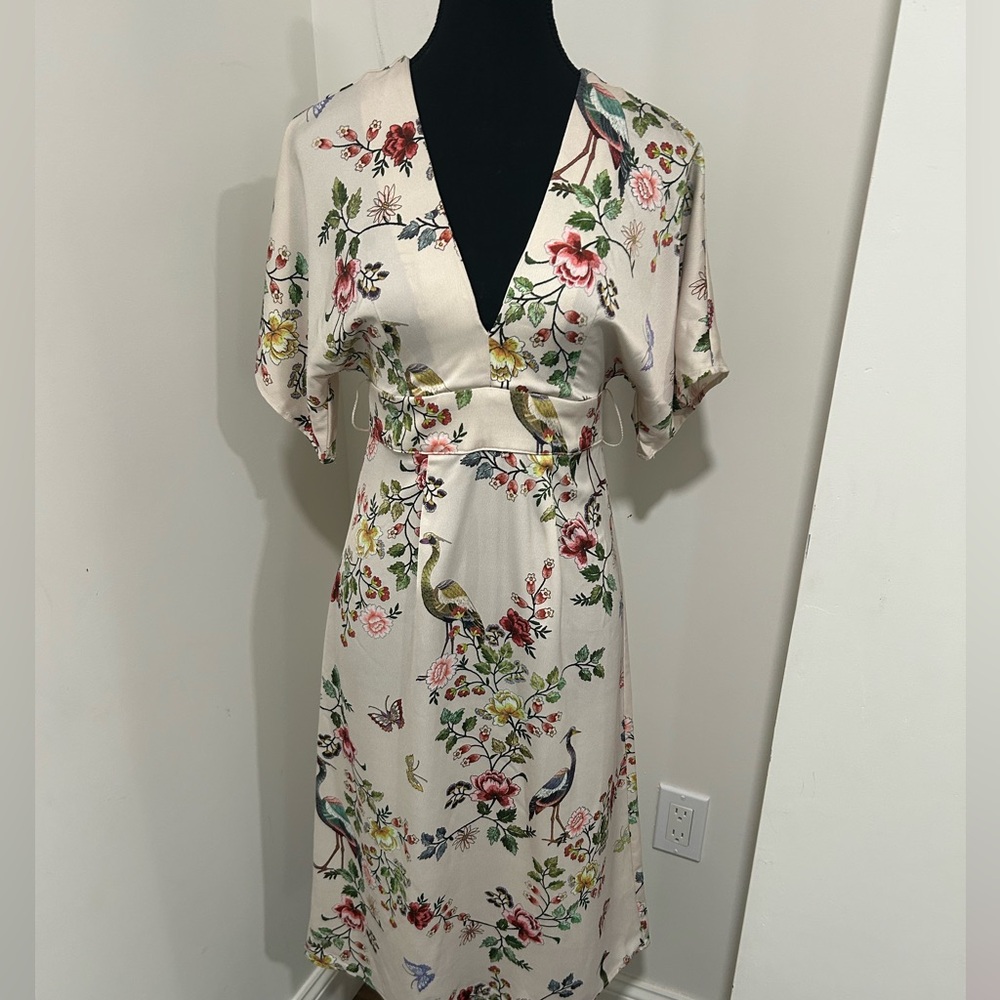 DRA Anthropologie dress size xs Floral Print Cream Dress